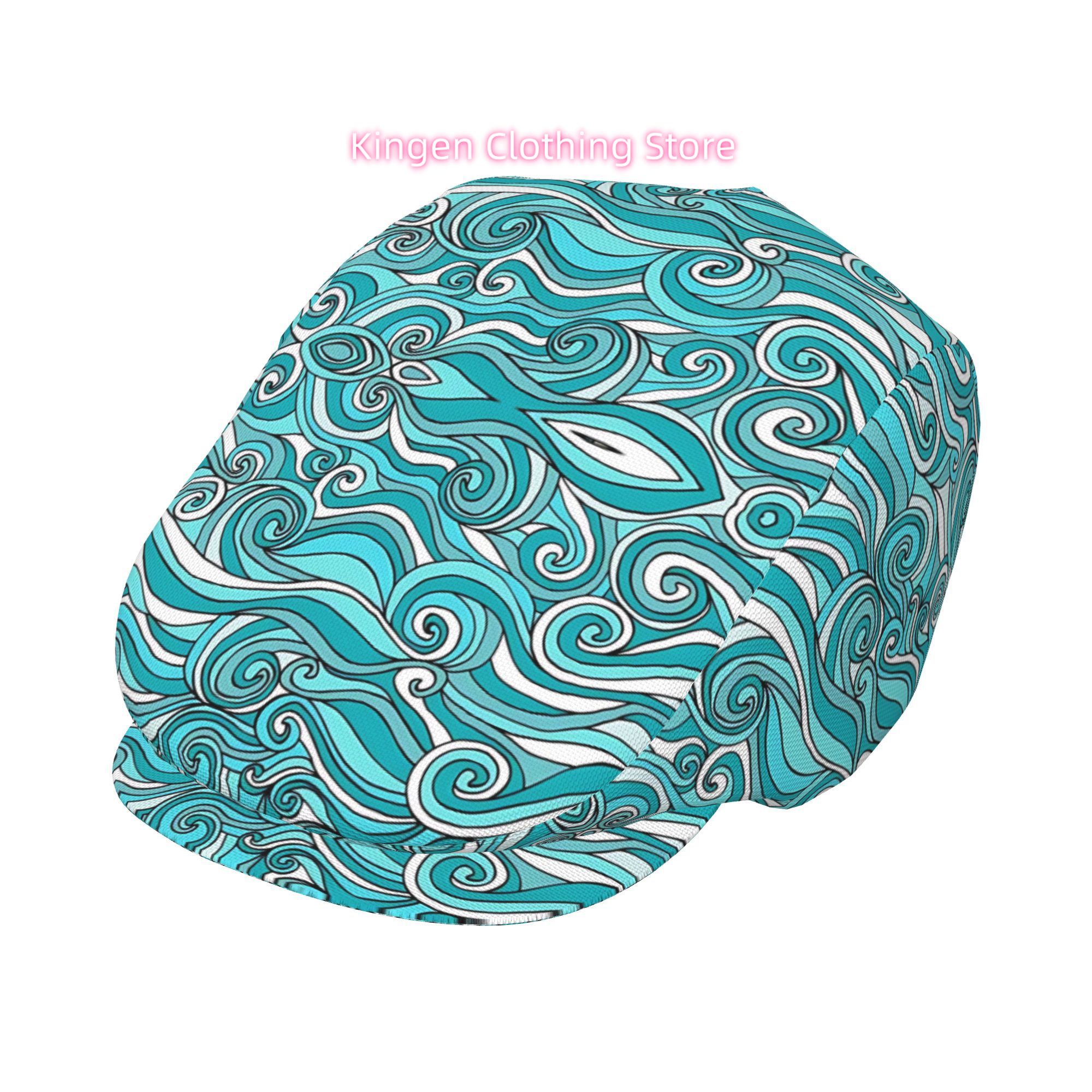 Newsboy Cap Ivy - 1pc Turquoise Blue & White Ocean