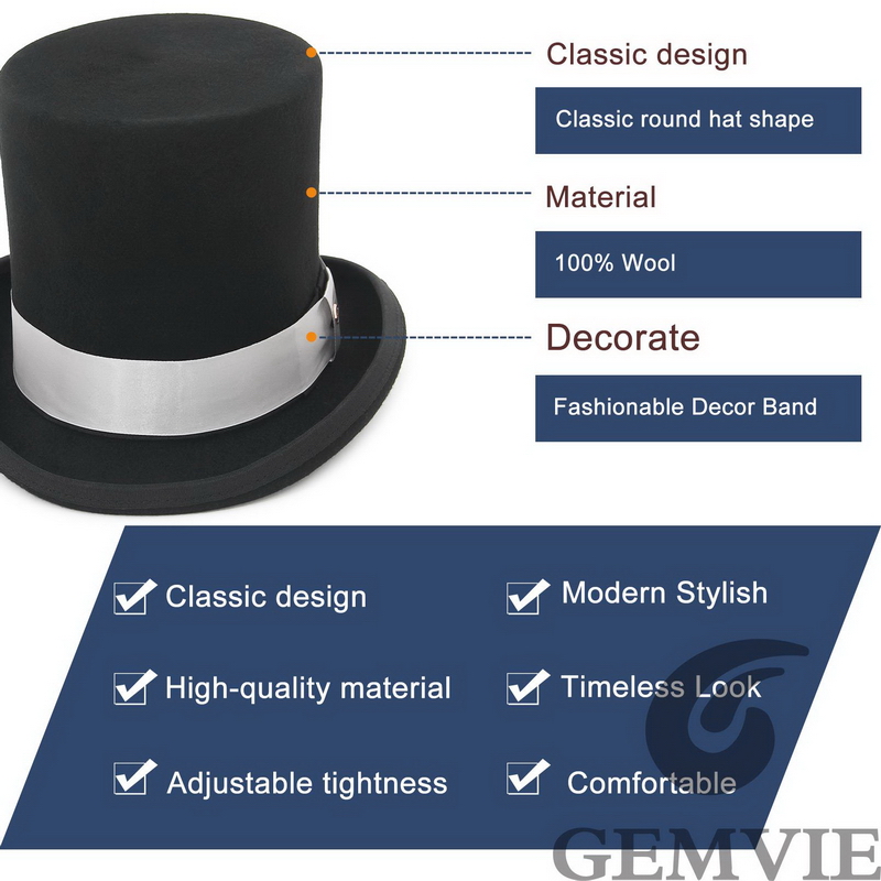 GEMVIE 17cm 100% Wool Felt Top - огляд і ціна Fedora Hat Wool