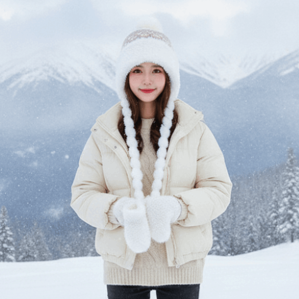 Fleece Lined Pompom Braids Hat - огляд і ціна Winter Trapper Hat