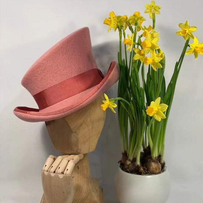 Wool Felt Top Hat Blue Ribbon  - огляд і ціна Fedora Hat Wool